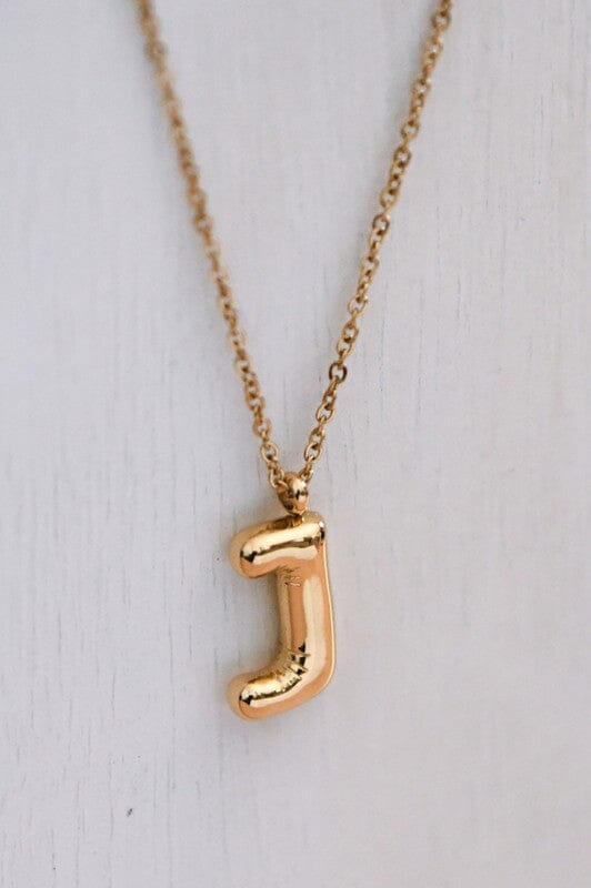 18K Non-Tarnish Bubble Initial Necklace