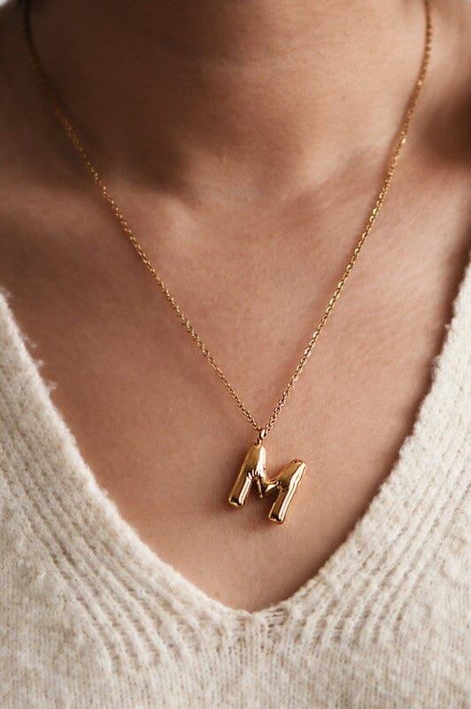 18K Non-Tarnish Bubble Initial Necklace