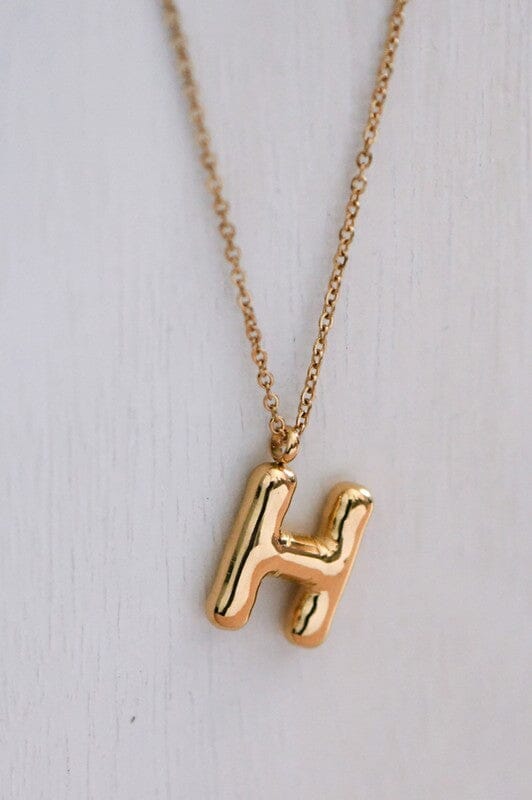 18K Non-Tarnish Bubble Initial Necklace