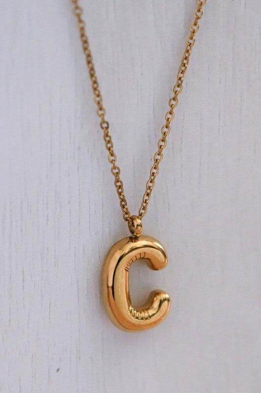 18K Non-Tarnish Bubble Initial Necklace