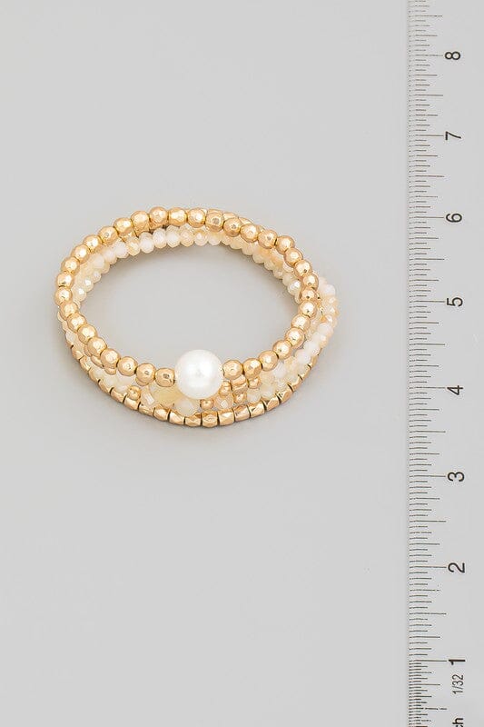 Pearl Charm Mixed Beaded Layered Bracelet Set