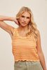 Striped Scalloped Pointelle Knit Tank Top