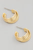 Gold Layered Textured Metallic Hoop Earrings