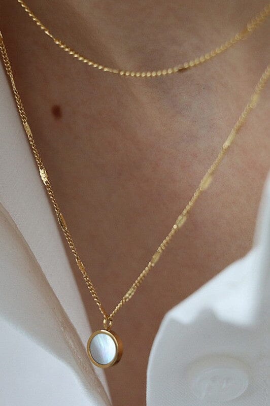 18K Gold Plated Mother of Pearl Charm Necklace