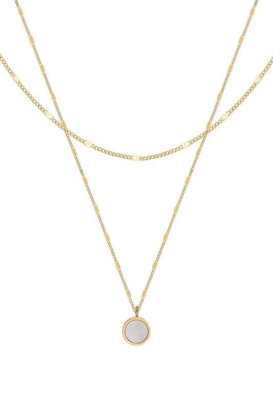 18K Gold Plated Mother of Pearl Charm Necklace