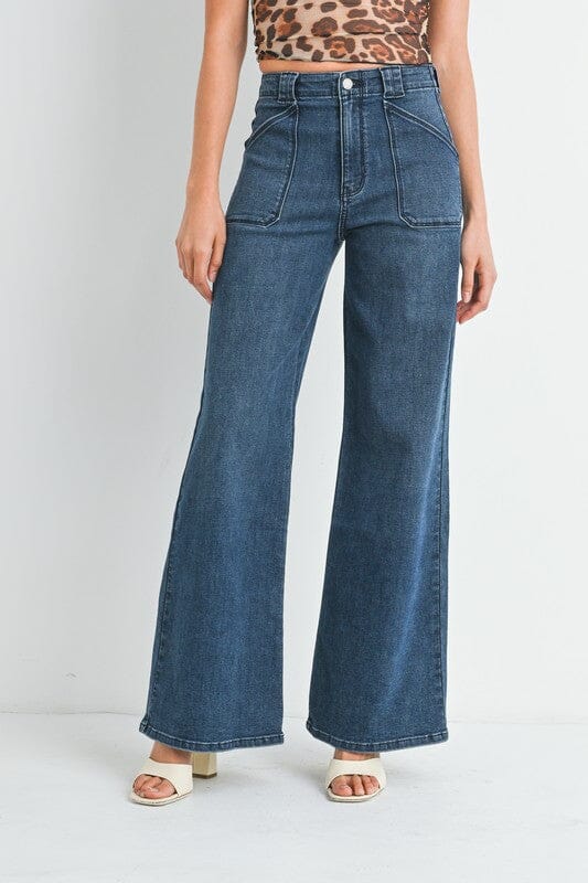 JBD Dark Wash Patch Pocket Wide Leg Jeans