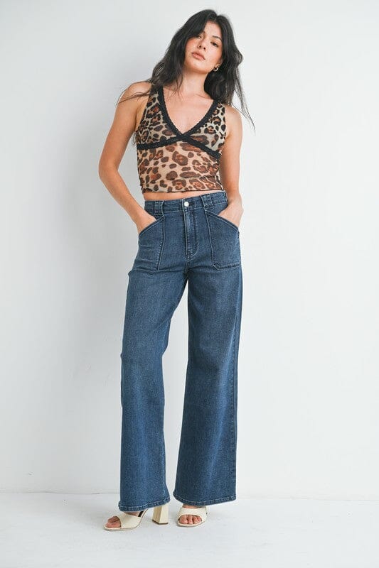 JBD Dark Wash Patch Pocket Wide Leg Jeans