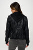 Black Classic Vegan Leather Hooded Jacket