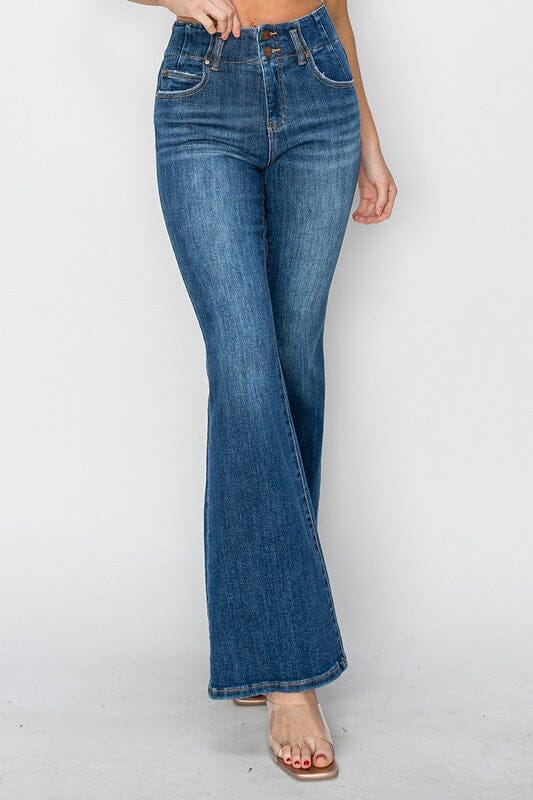 RISEN High Rise Seam Detail Flare Jeans