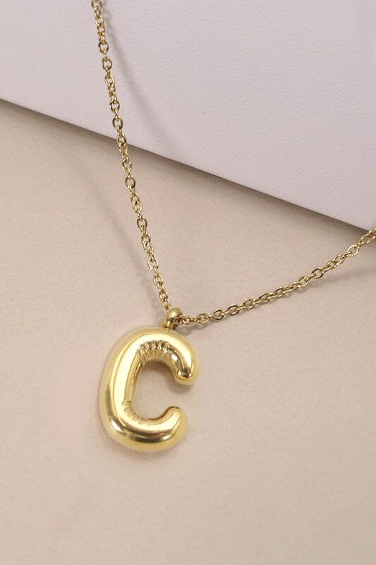 18K Non-Tarnish Bubble Initial Necklace