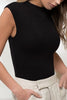 Black Mock Neck Sleeveless Bodysuit Top