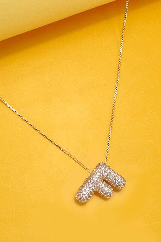 Rhinestone Buble Initial Charm Necklace