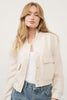 Cream Front Pocket Bomber Jacket