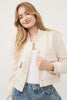 Cream Front Pocket Bomber Jacket