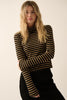 Striped Knit Mock-Neck Top