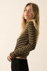 Striped Knit Mock-Neck Top