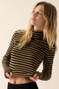 Striped Knit Mock-Neck Top