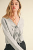 Gray Bow Knit Sweater Top