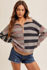 Stripe Mix Half Zip Sweater