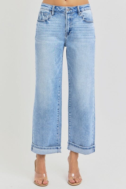 RISEN High Rise Ankle Barrel Cuffed Jeans