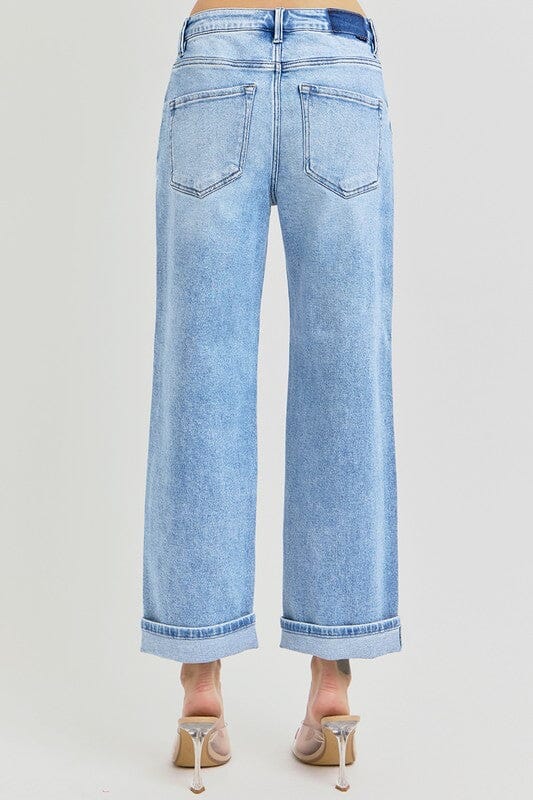 RISEN High Rise Ankle Barrel Cuffed Jeans