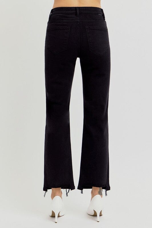 RISEN Tummy Control Black High Rise Crop Straight