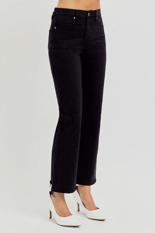 RISEN Tummy Control Black High Rise Crop Straight