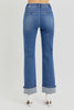 RISEN High Rise Ankle Slim Straight Leg Cuff Jeans