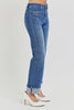 RISEN High Rise Ankle Slim Straight Leg Cuff Jeans