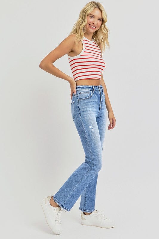 RISEN High Rise Ankle Straight Leg Jeans