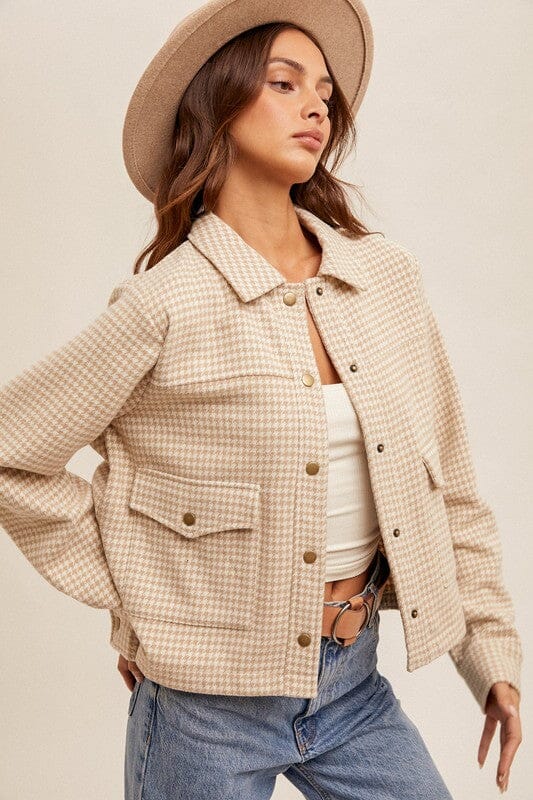 Taupe Mini Houndstooth Crop Jacket