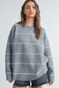 Grey Striped Drop Shoulder Sweater