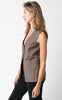 Brown Woven 2-Button Vest