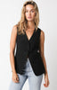 Black Woven 2-Button Vest