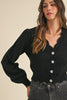 Black Scalloped Pearl Button Cardigan