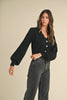 Black Scalloped Pearl Button Cardigan