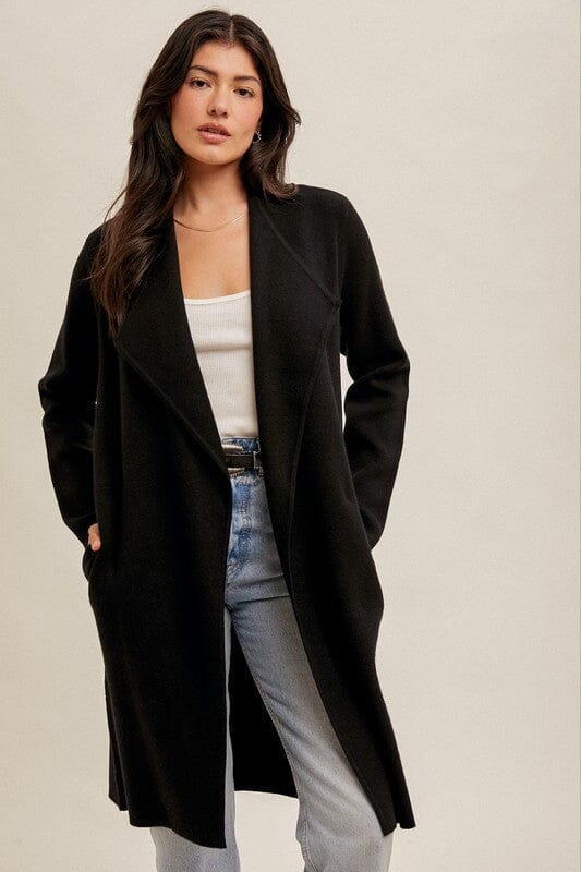 Black Drape Collar Longline Cardigan