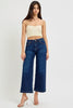 RISEN Dark Wash High Rise Crop Wide Jeans