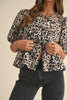 Leopard Puff Sleeve Peplum Top