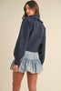 Navy Ruffle Peter Pan Collar Cardigan