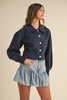 Navy Ruffle Peter Pan Collar Cardigan