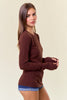 Chocolate Brushed Knit Thumb-Hole Top