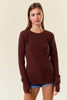 Chocolate Brushed Knit Thumb-Hole Top