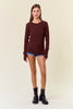 Chocolate Brushed Knit Thumb-Hole Top