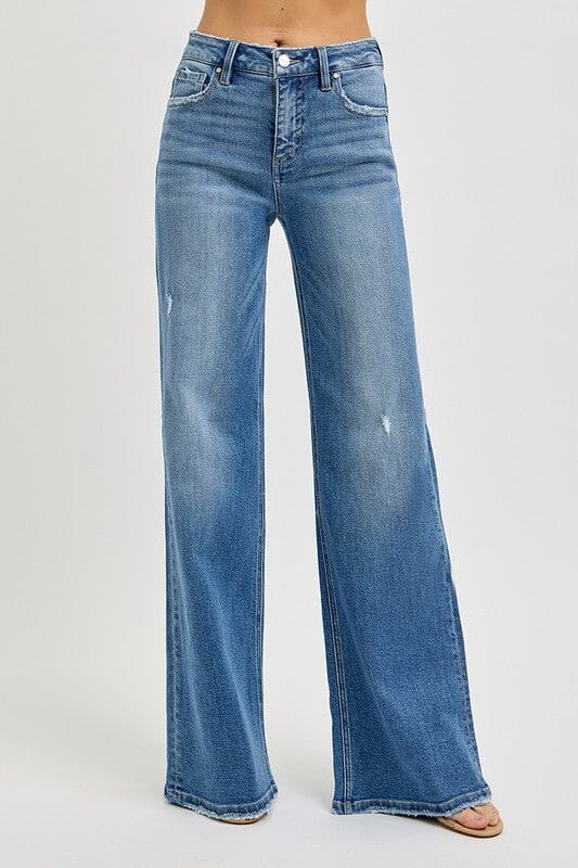 RISEN Tummy Control High Rise Wide Jeans