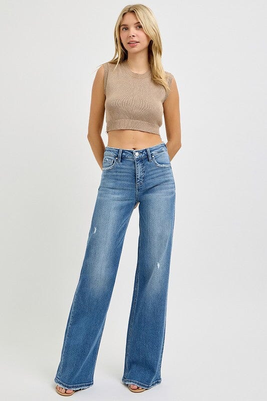 RISEN Tummy Control High Rise Wide Jeans