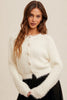 Cream Eyelash Yarn Button Down Crop Cardigan