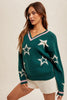 Star Print V-Neckline Sweater