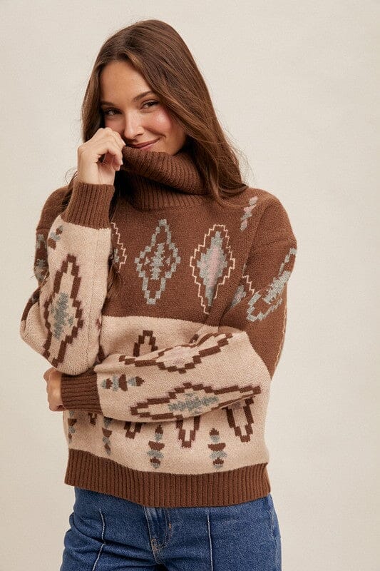 Jacquard Turtleneck Sweater