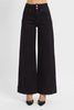 RISEN Black High Rise Ankle Wide Double Button Detail Jeans